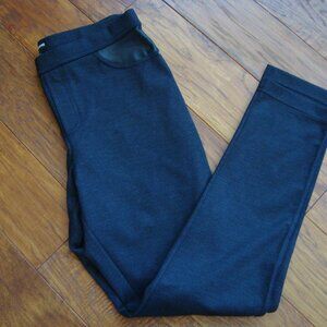 DKNY Ponte Pant Charcoal Gray Pull On Pant Leather Pockets Size M